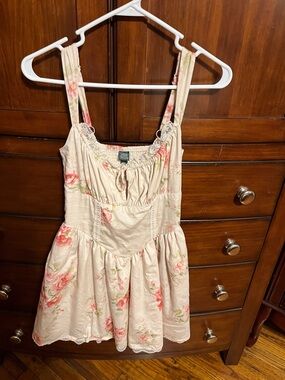 wild fable Cream Floral Sun Dress with Pink Accents